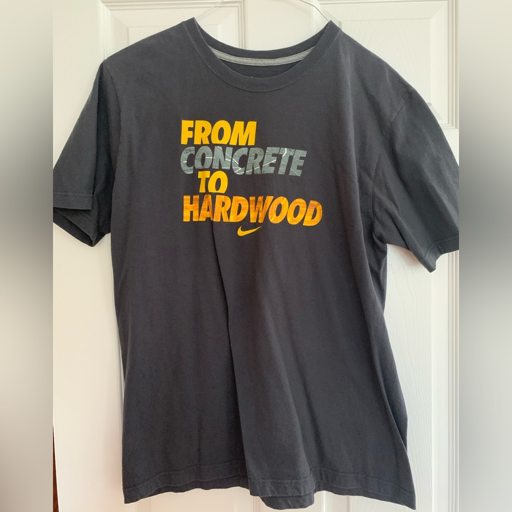 Nike Black Tee with Yellow and Gray Text